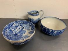 Two transfer and printed bowl and jug