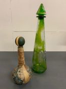 Two decorative glass bottles