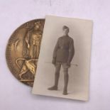 A WWI Death plaque Sidney Frederick Brown along with a photograph of the gentleman in question he