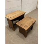 Two vintage wooden stools