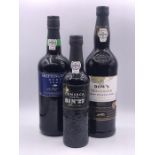 Port: A Bottle of Sheffington ruby port, half bottle of Fonseca Bin 27 port, Dow's trademark port.