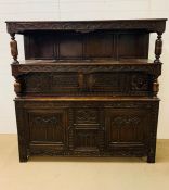 An 18th Century Court Cupboard H 170 cm x W 170 cm x D 49cm