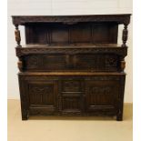 An 18th Century Court Cupboard H 170 cm x W 170 cm x D 49cm