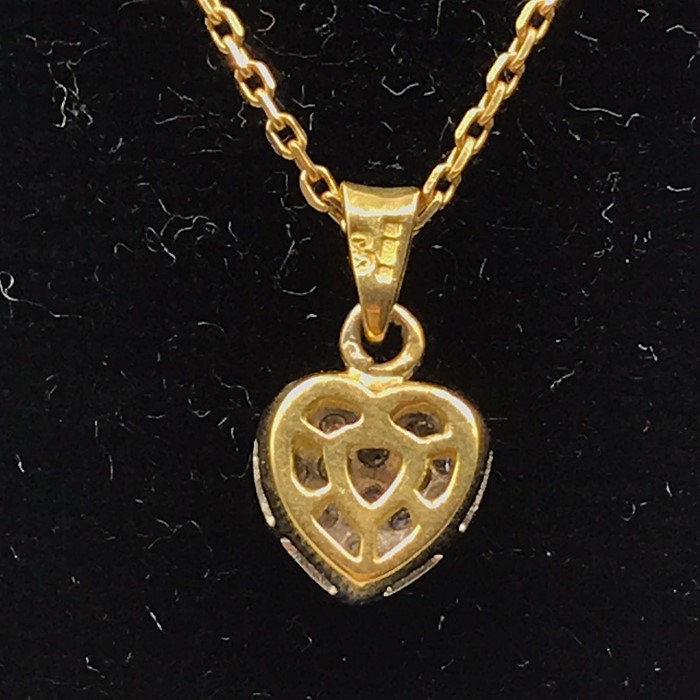 A Round brilliant cut pave heart shaped pendant, 18 carat white gold mount on an 18 carat yellow - Image 3 of 3