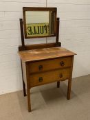 A Two drawer Dressing Chest with mirror. H 143 cm x W 78cm x D 47 cm.