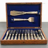 A BW & S 12 setting fish knife and fork canteen of cutlery with servers