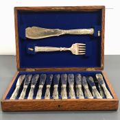 A BW & S 12 setting fish knife and fork canteen of cutlery with servers