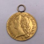 A Louis d'or Kingdom of France Gold Coin Louis XV (8.2g) 1744 with chain loop and verso minted