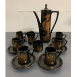 A Portmeirion Phoenix pattern coffee set.