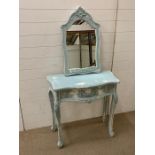 A painted dressing table and mirror in shabby chic style (H78cm W80cm D38cm)