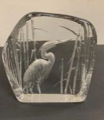 Art glass by M Jonasson bird paperweight crystal 33179-60