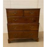 A Mahogany Chest on Chest with drop handles and bracket feet H 122cm x W 107cm x D 53cm AF