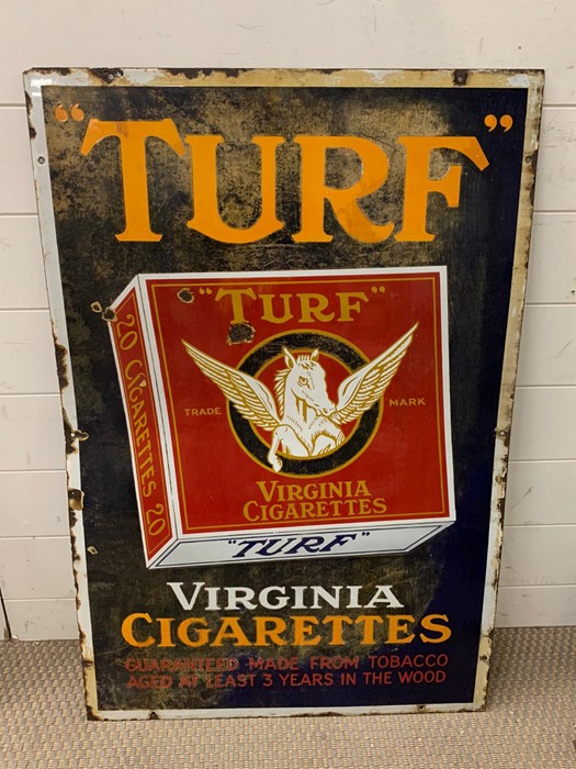 An Original Enamel Sign for "Turf" Virginia Cigarettes (61 cm x 91cm)