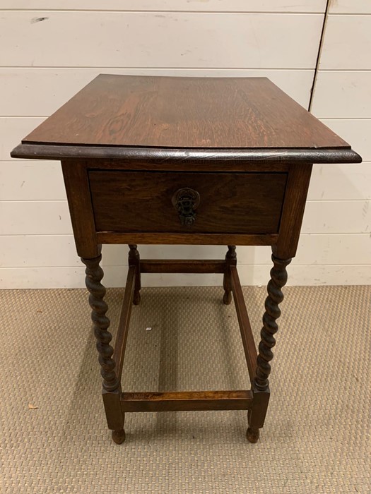 A mahogany side table with barley twist legs and drawer to one end (H73cm W60cm D46cm) - Image 2 of 2