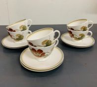 A set of six Susie Cooper "Nasturtium" cups and saucers