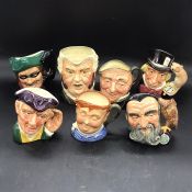 Seven Toby jug to include, Buzz Fuzz, Merlin, Dick Turpin, Mad Hatter, Ard of Earing, etc