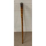 A bamboo walking stick with silver mount in a rocco style. hallmarked London