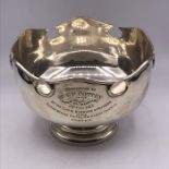 A Hallmarked silver bowl (Total Weight 325g), makers mark CE, London 1913