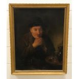 William Frederick Callaway (XIX), "Portrait of a man sitting at a table with a pipe, a glass and a