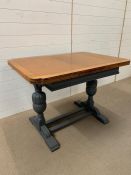 Oak draw drop leaf dining table. H75cm L76cm