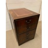 A mahogany leather topped filing cabinet (H74cm W49cm D65cm)