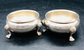 Two hallmarked silver salts, TS makers mark, London