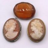 Three Brooches including two Cameos