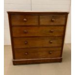 A Two over Three Chest of Drawers, mahogany AF H 122cm x W 119 cm x D 53 cm.