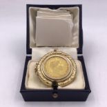An 1820 sovereign in a 9ct gold case and on a 9ct gold chain (Total Weight 26g)