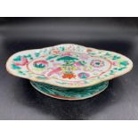 A 19th century Canton style hand paste porcelain oval footed dish, decorated with floral pattern and