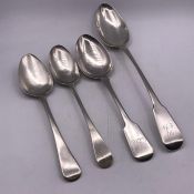 Four Georgian spoons, various hallmarks and makers.