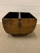 A wooden Chinese rice bucket (H26cm W33cm)