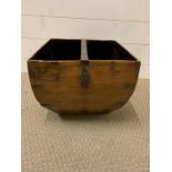 A wooden Chinese rice bucket (H26cm W33cm)