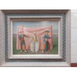 Claude Harrison (1922-2009) RP, British, "Three comedians" signed and dated '92 lower center, oil on