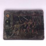 A Small panel of Richard III accusing Lord Hastings of witchcraft, dated 1483 on a label to rear.