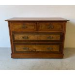 Two over two low chest of drawers (H77cm D49cm W108cm)