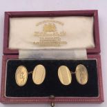A Set of Monogrammed 9ct gold cuff links (3.8g)
