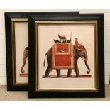 A pair of prints depicting a Mahout with his elephant, framed and glazed ( 56.5x49.5 cm each). (2).