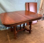 A square dining table with two centre leaves on carved legs (W108cm D105cm) (Each leaf W46cm)