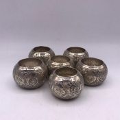 A Selection of six Persian white metal napkin rings