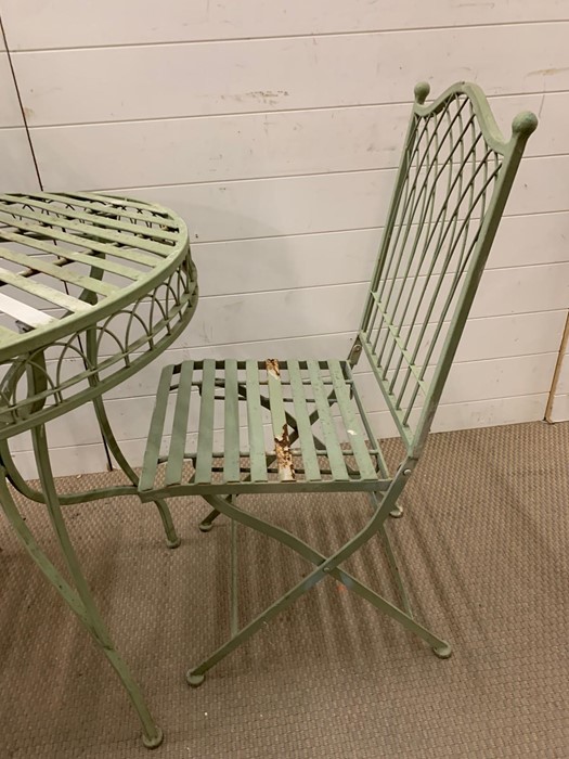 A metal garden Bistro set comprising of a table, two chairs and two hanging baskets - Image 3 of 3