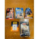 A selection of five Star Wars figures. Revenge of the Sith Darth Vader, Stormtrooper, Adi Gallia