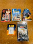 A selection of five Star Wars figures. Revenge of the Sith Darth Vader, Stormtrooper, Adi Gallia