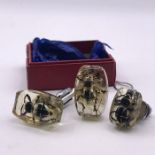 A Vintage set of resin Gents cuff links set round bugs