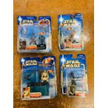 Four boxed Star Wars figures, Obi-Wan Kenobi, Mace Windu, Djas Puhr and Jango Fett