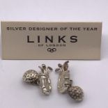 A Set of Links Golf Themed Silver Gents Cufflinks
