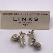 A Set of Links Golf Themed Silver Gents Cufflinks