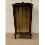 A China Cabinet with two glass shelves on ball and claw feet. H 127cm x W 60 cm x D 34cm. AF