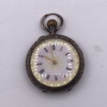 A Ladies enamel faced fob watch