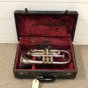 A 'Besson & Co' Cornet, in ebonised wood case, trumpet inscribed 'Besson & Co Prototype 198 Euston